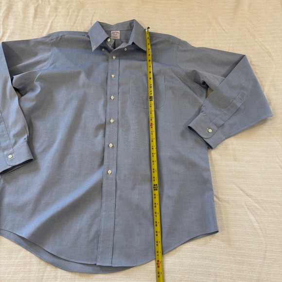 Brooks Brothers Non-Iron Cotton Dress Shirt 16.5 34 Traditional Fit Blue Oxford - Picture 9 of 9